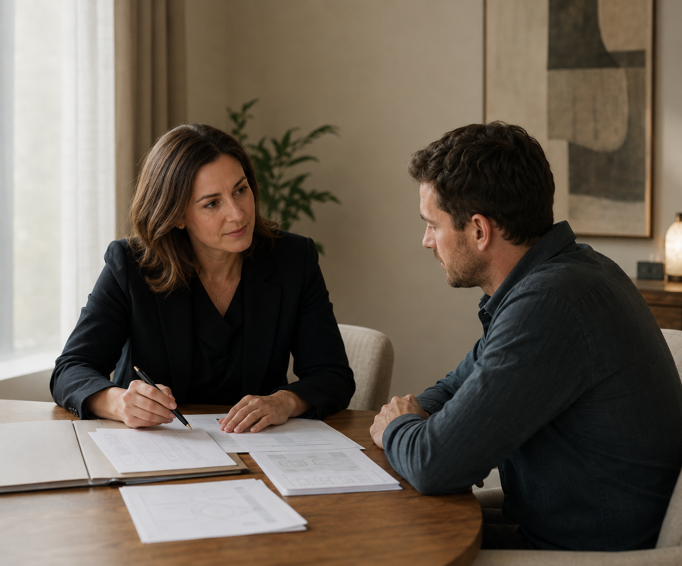 A lawyer discussing estate planning documents with a client