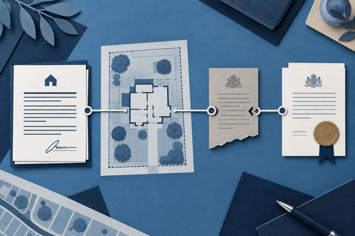 Illustration of authority passing from an exchanged sale contract to sealed estate documents